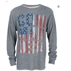 NWT Men T-Shirt Commander Large Gray Break Line Thermal Tee Shirt Regular Fit